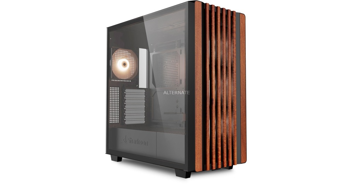 SharkoonRebel C70G RGB midi tower behuizing  (Zwart | 2x USB-A | 1x USB-C | RGB | Tempered Glass)