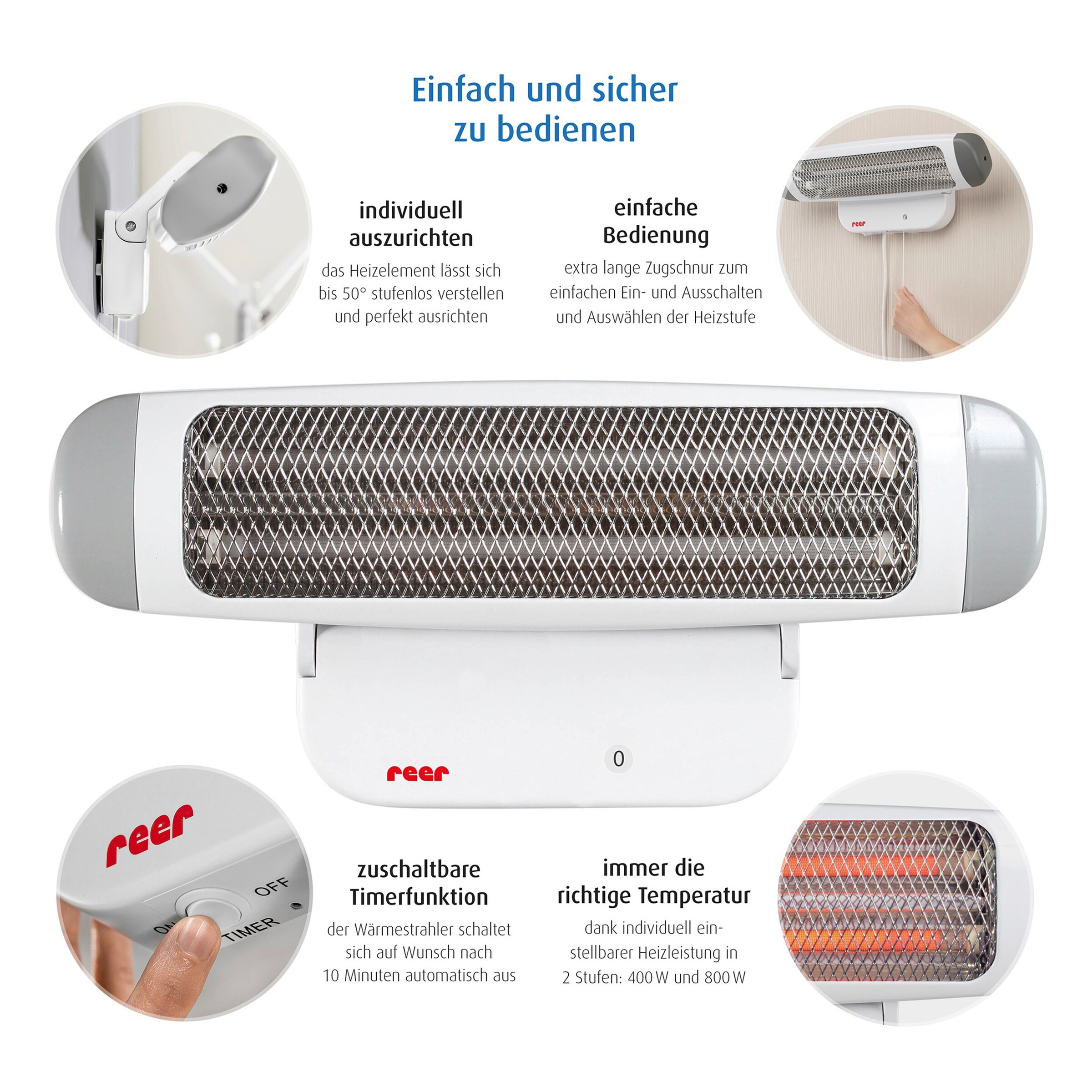 reer Wandheizstrahler FeelWell mit Abschaltautomatik