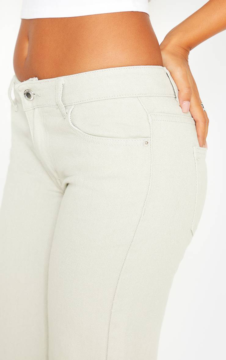 Bleu Javélisé Jean Droit Taille Basse Jambe Longue Effet Usé Petite