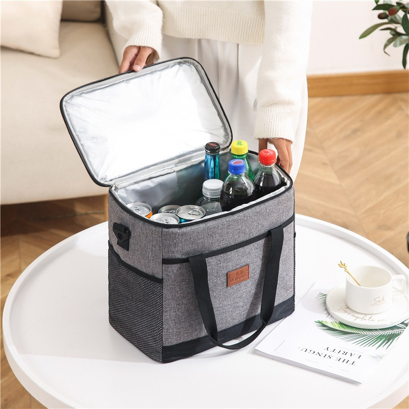 (15L) Picknick Thermotasche Kühltasche Isoliertasche   Schultergurt - Grau