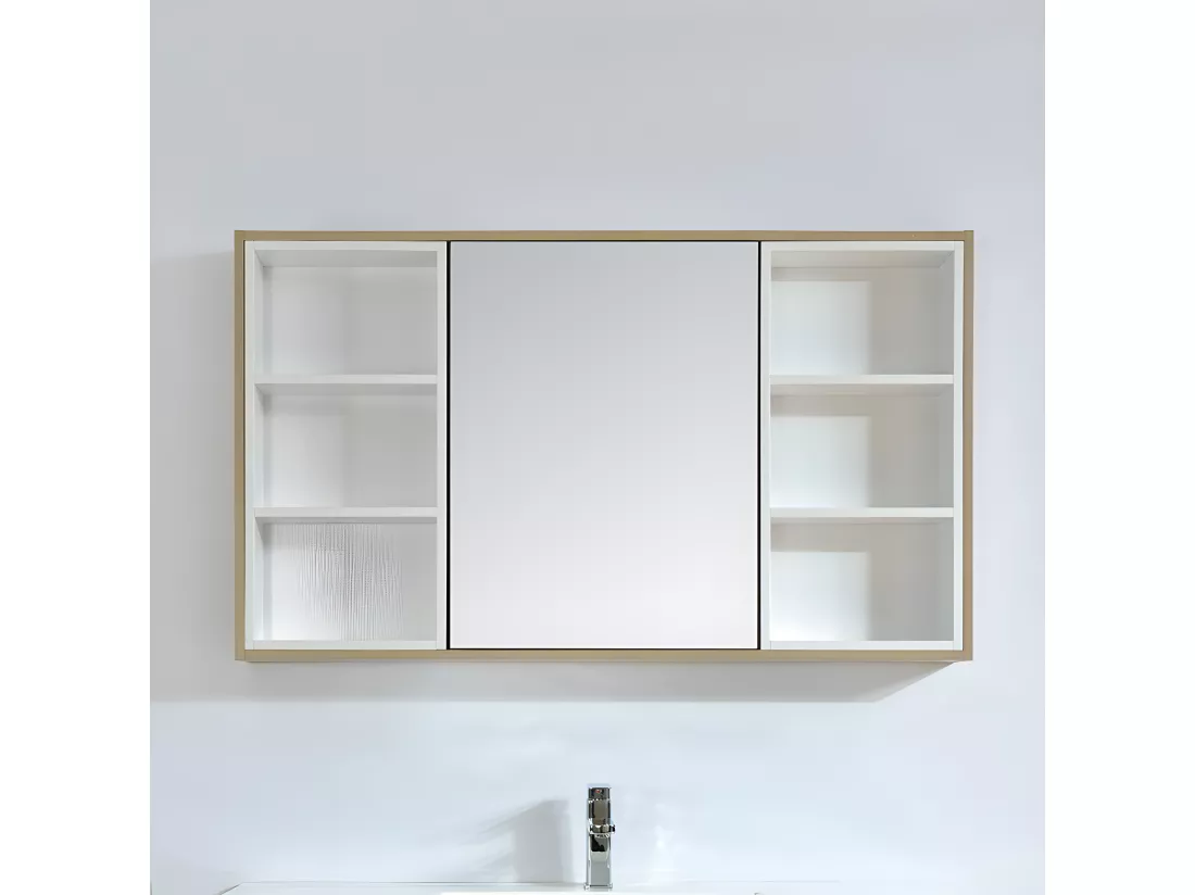 Armoire de toilette bloc-miroir 120 cm FRAME finition mélaminé chêne