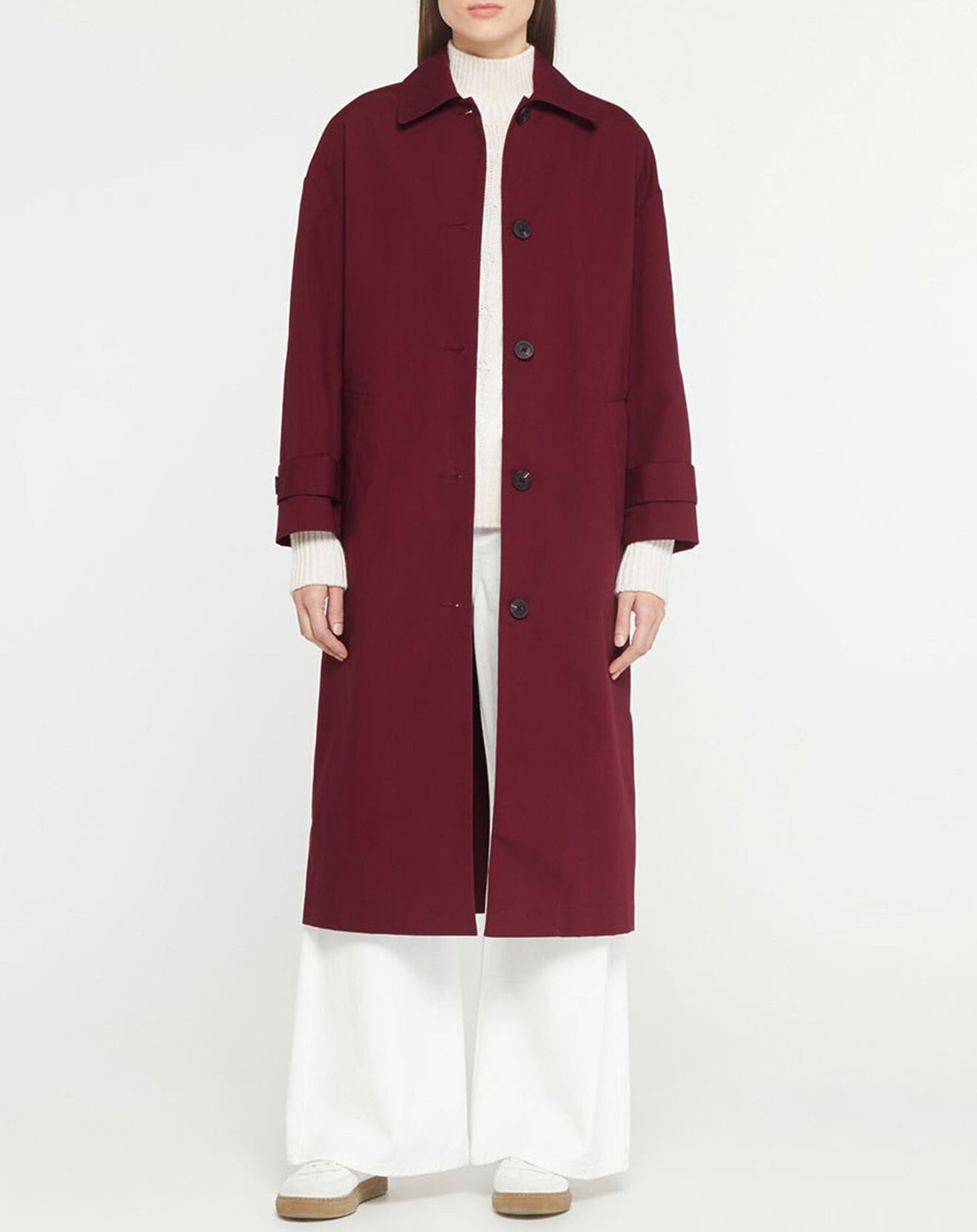 Galeries Lafayette Imperméable long et oversize en Coton bio Louis bordeaux
