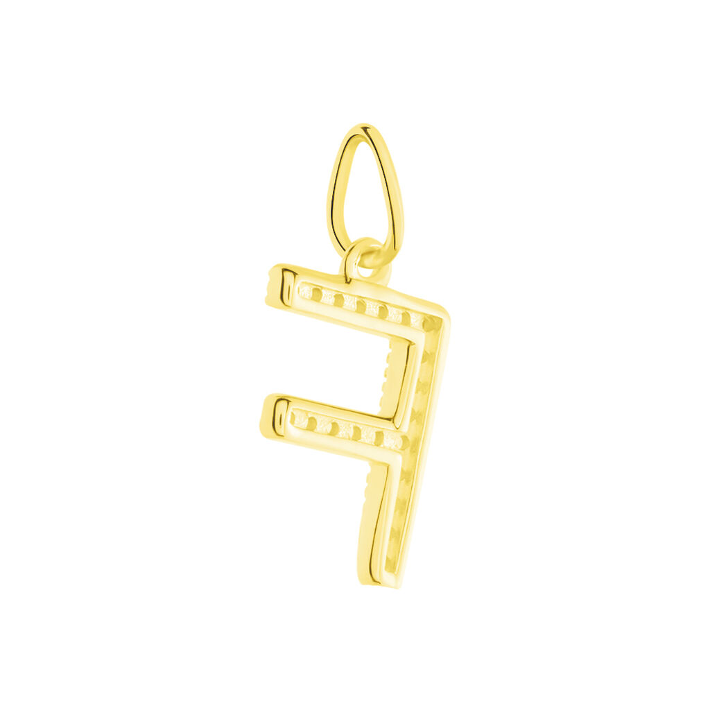 Pendentif Lettre F Or Jaune Oxyde
