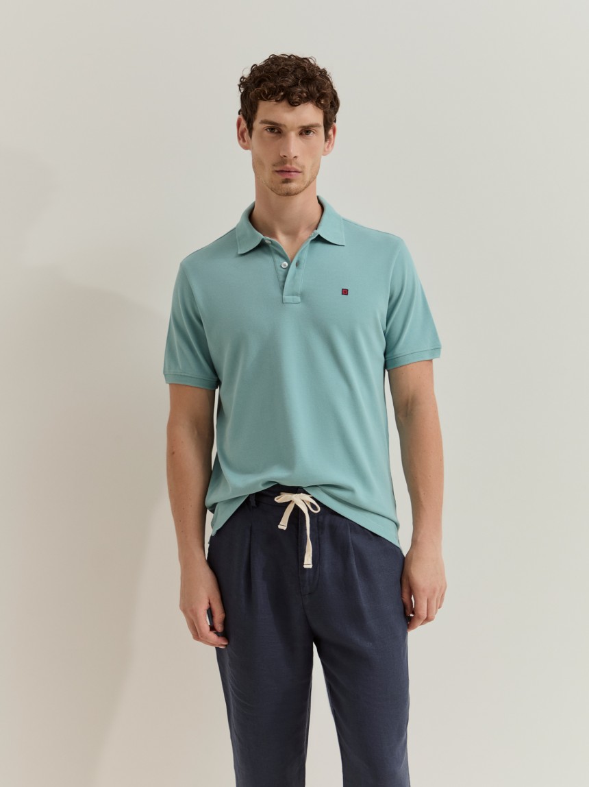 Polo de manga curta em algodão