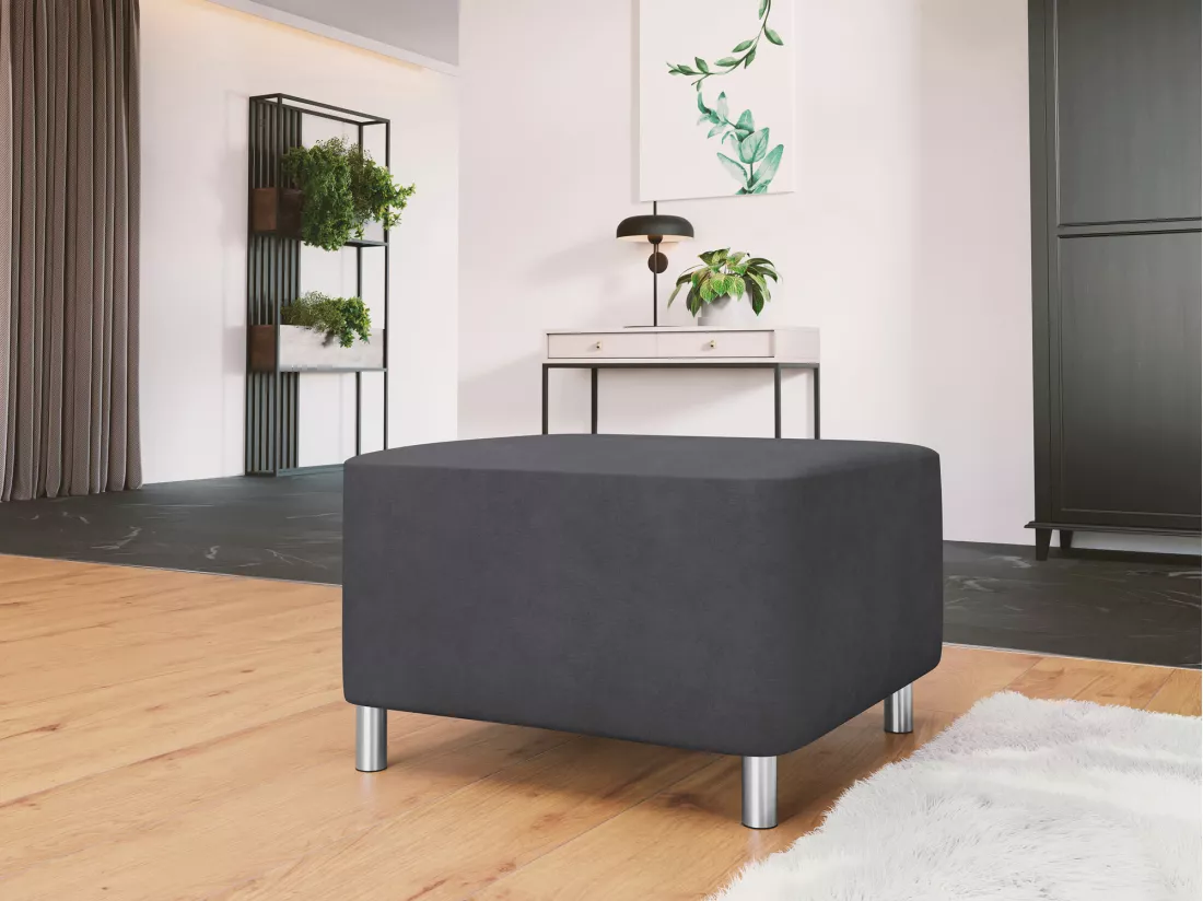 Pouf Comfivo 126, Gris, 42x56x65cm, Tapisserie, Pieds: Plastique
