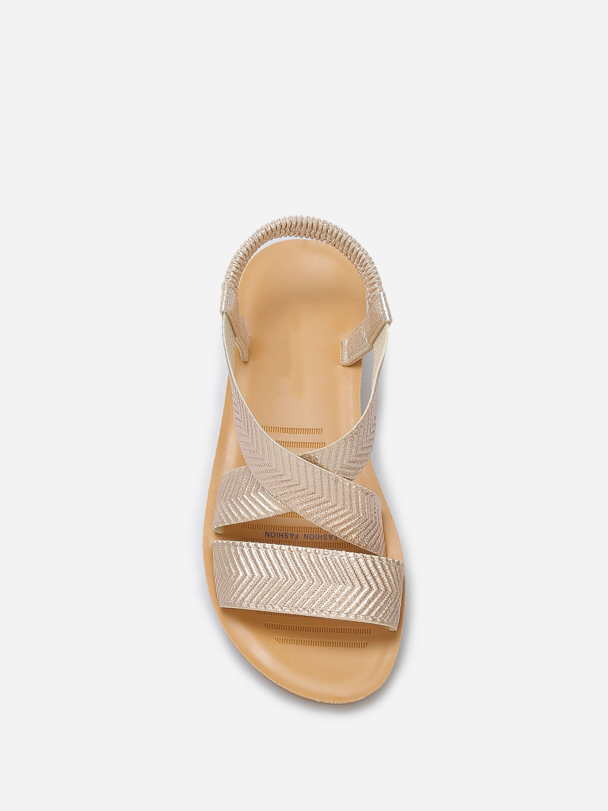 Sandales à brides élastiques croisées- Doré
