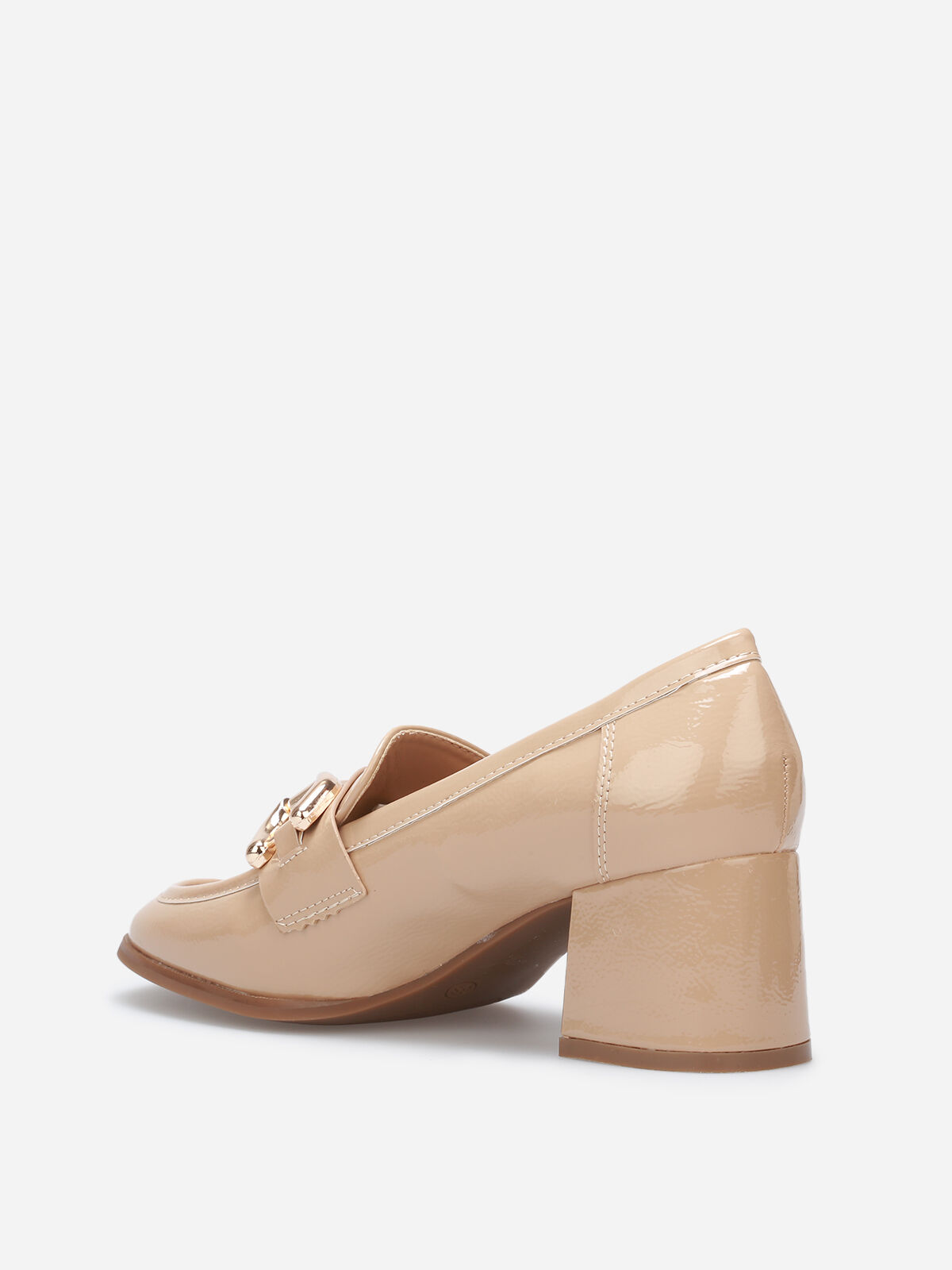 Mocassins à talon et mors dorés- Beige