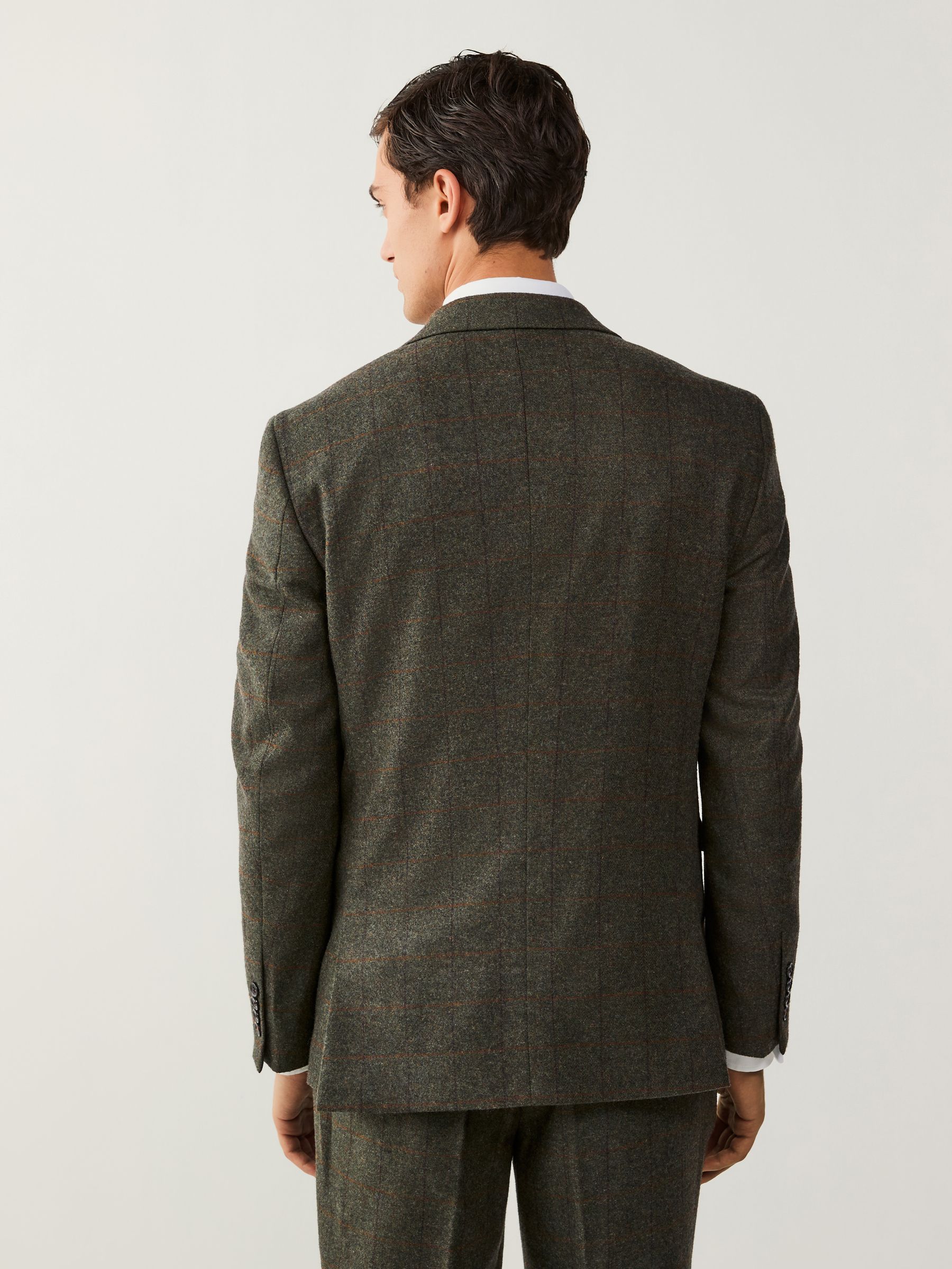 Groen - Geruit colbert met standaard pasvorm en trimmed-effect
