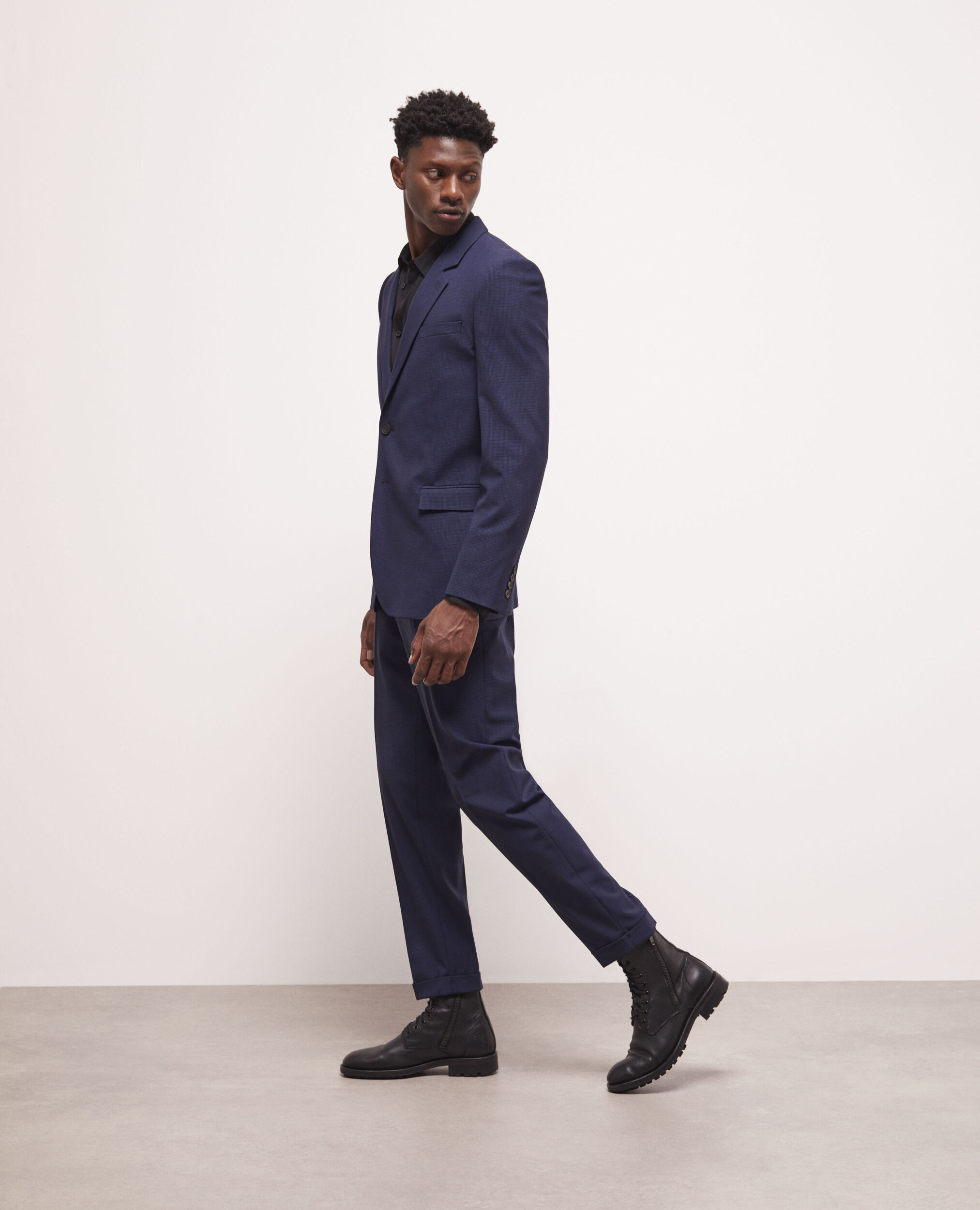 Veste de costume en laine pied-de-poule