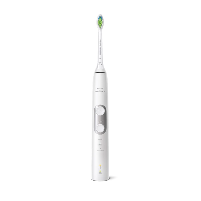 (2er Set) Sonicare ProtectiveClean 6100 Elektrische Zahnbürste Schallzahnbürste mit Ladestation / Aufbewahrungsbox (HX6877/34) - Weiss