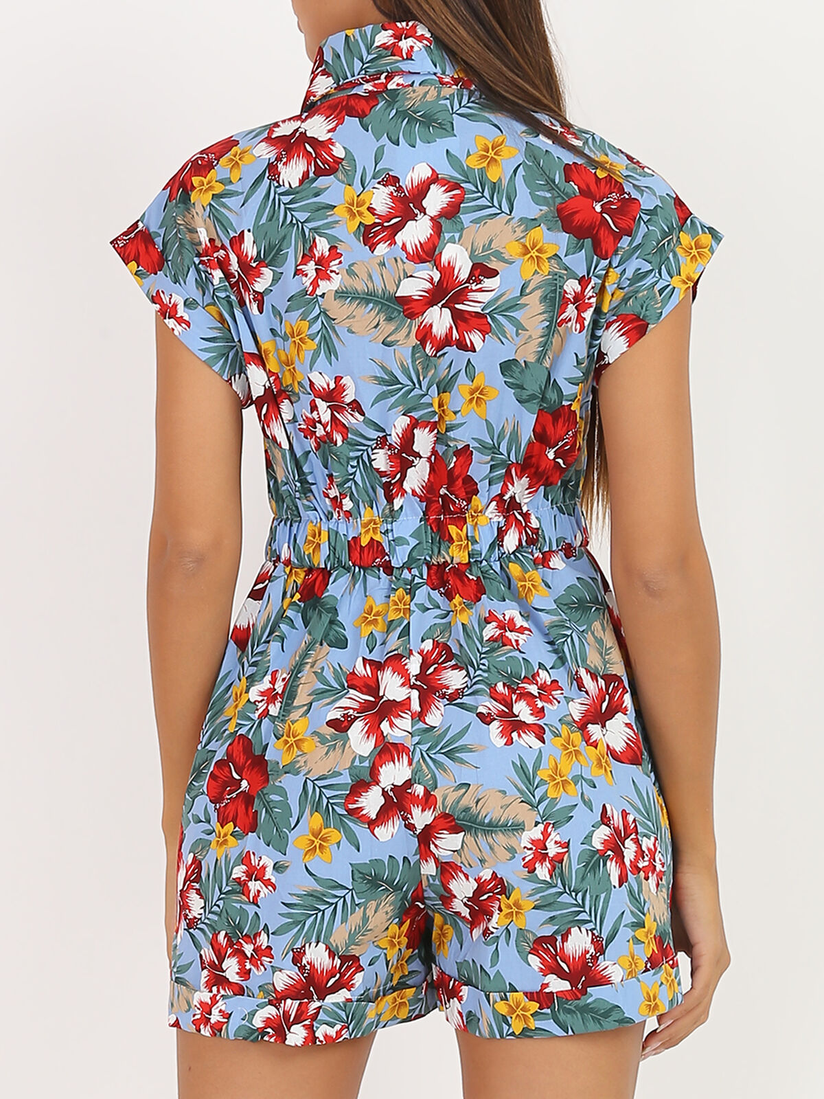 Combi-short à imprimé exotique- Bleu clair