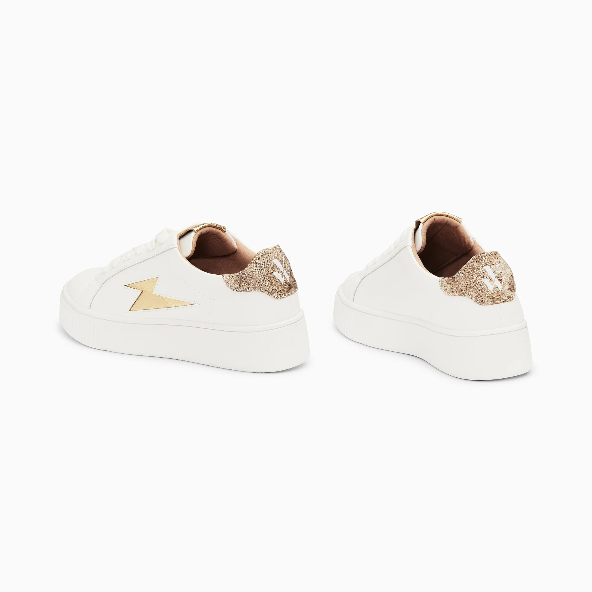 Sneakers-Baskets éclair Joy blanc et or à lacets