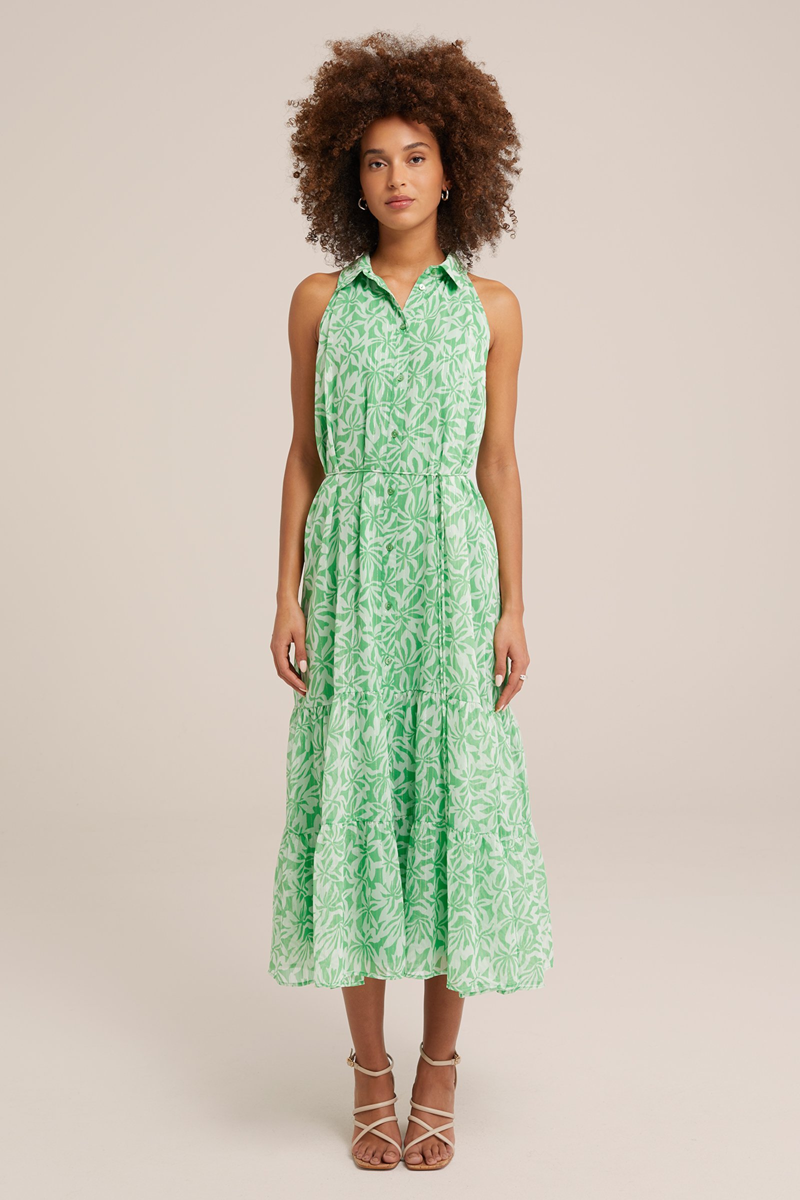 maxi-jurk met glittergaren WE Fashion Felgroen
