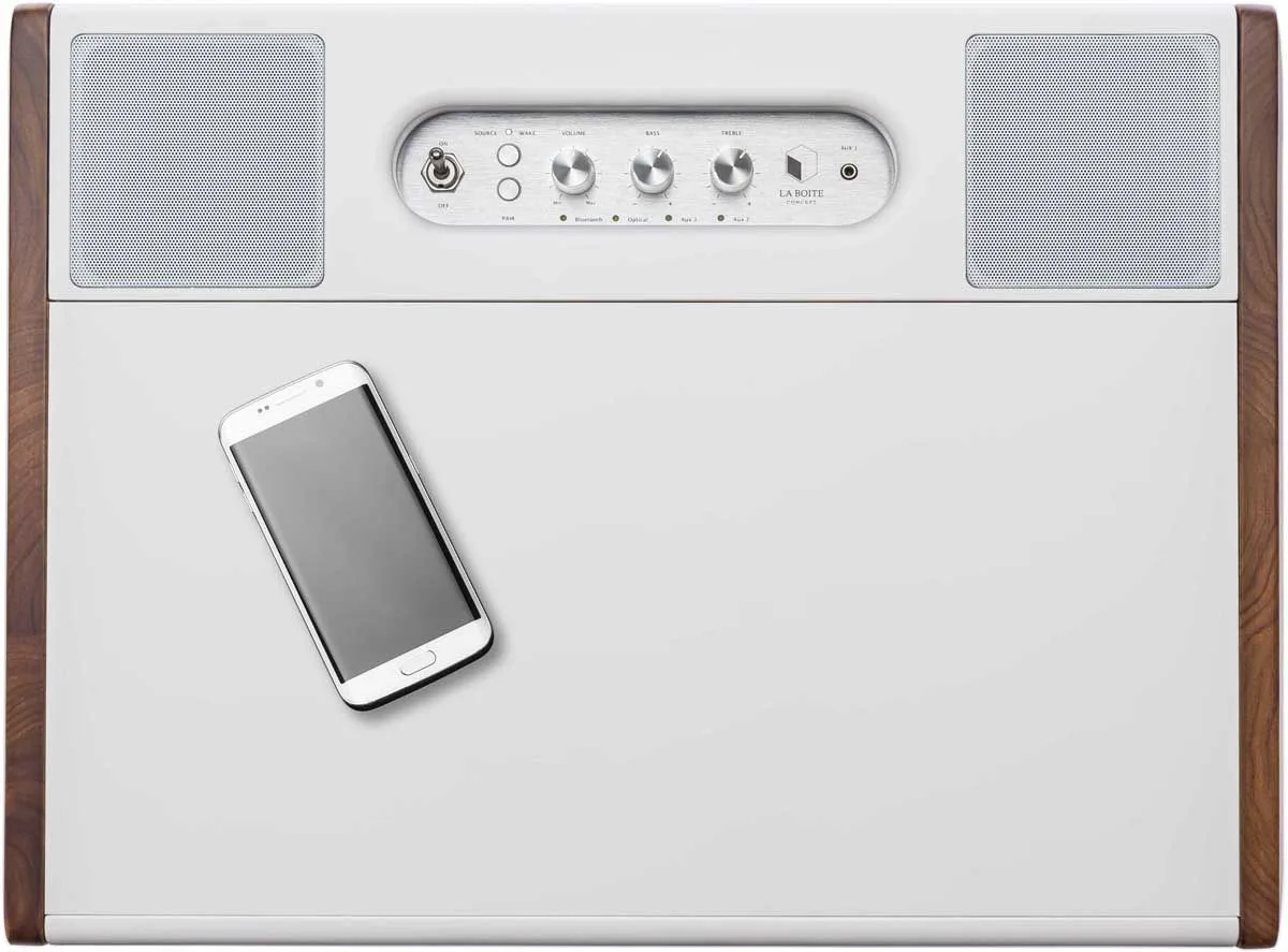 La Boîte Concept Cube Corian Séries Blanc et bois foncé Enceintes connectées