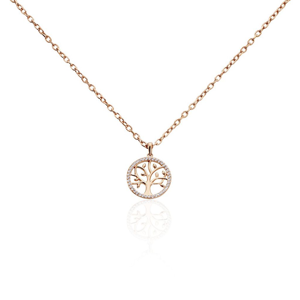 Collier Argent Rose Urcisse Oxydes De Zirconium