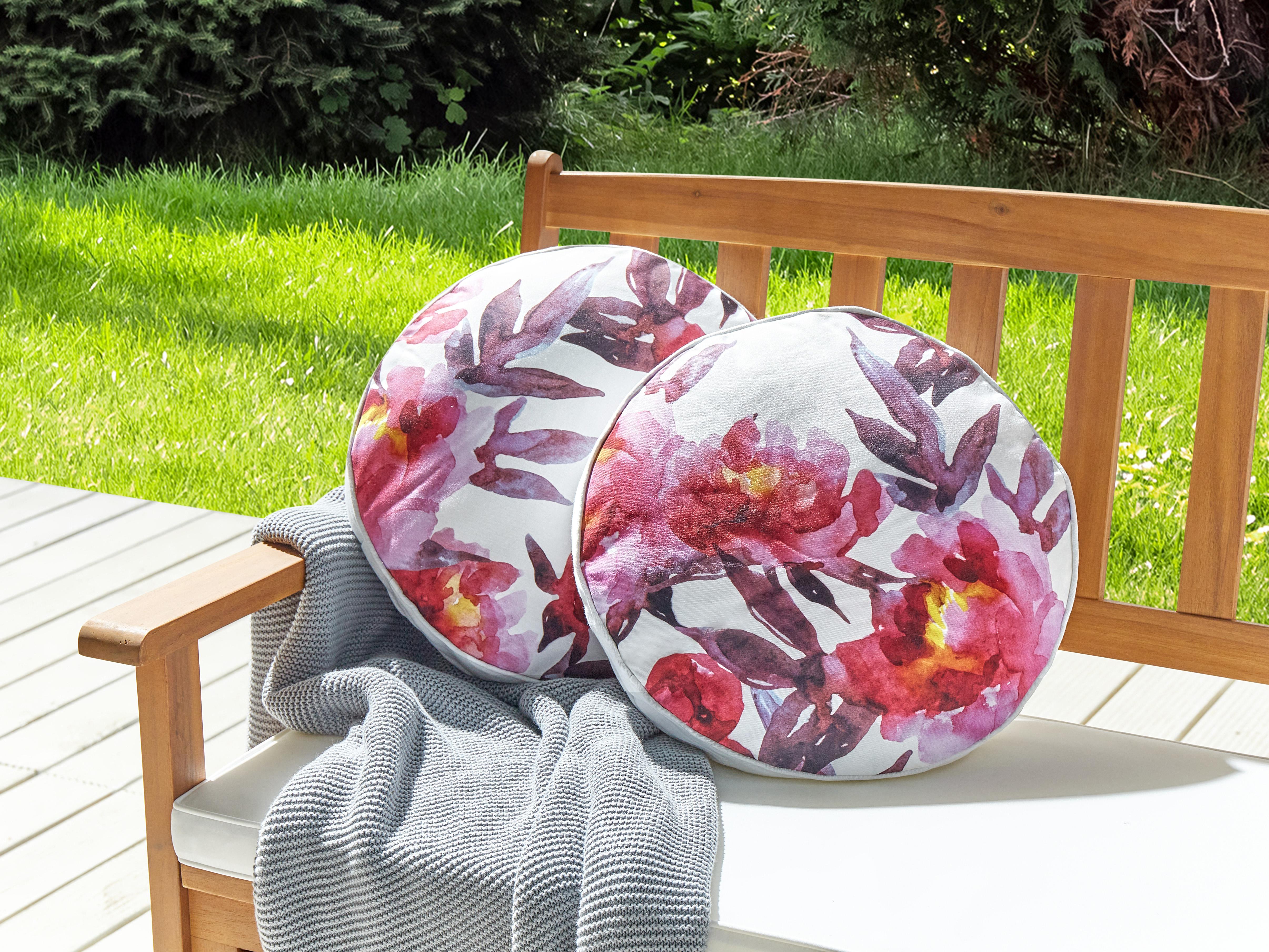 Set van 2 tuinkussens LANROSSO bloempatroon 40 x 40 cm Roze