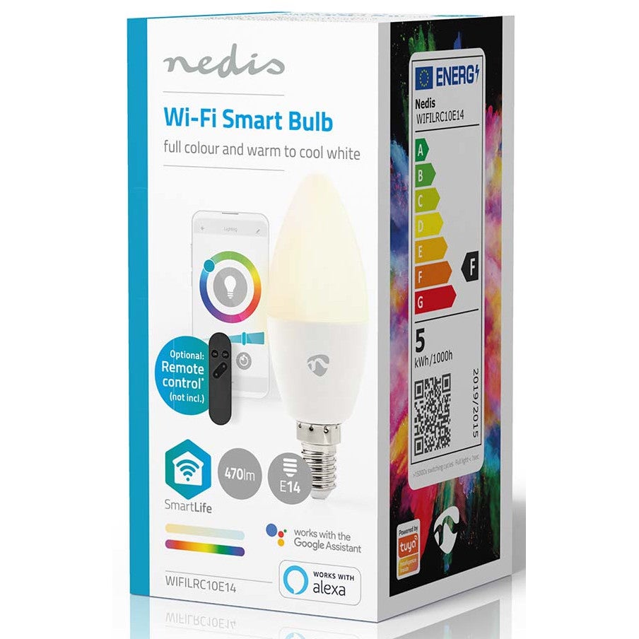 Nedis WIFILRC10E14 Smartlife multicolour LED-lamp E14 470lm 4.9W
