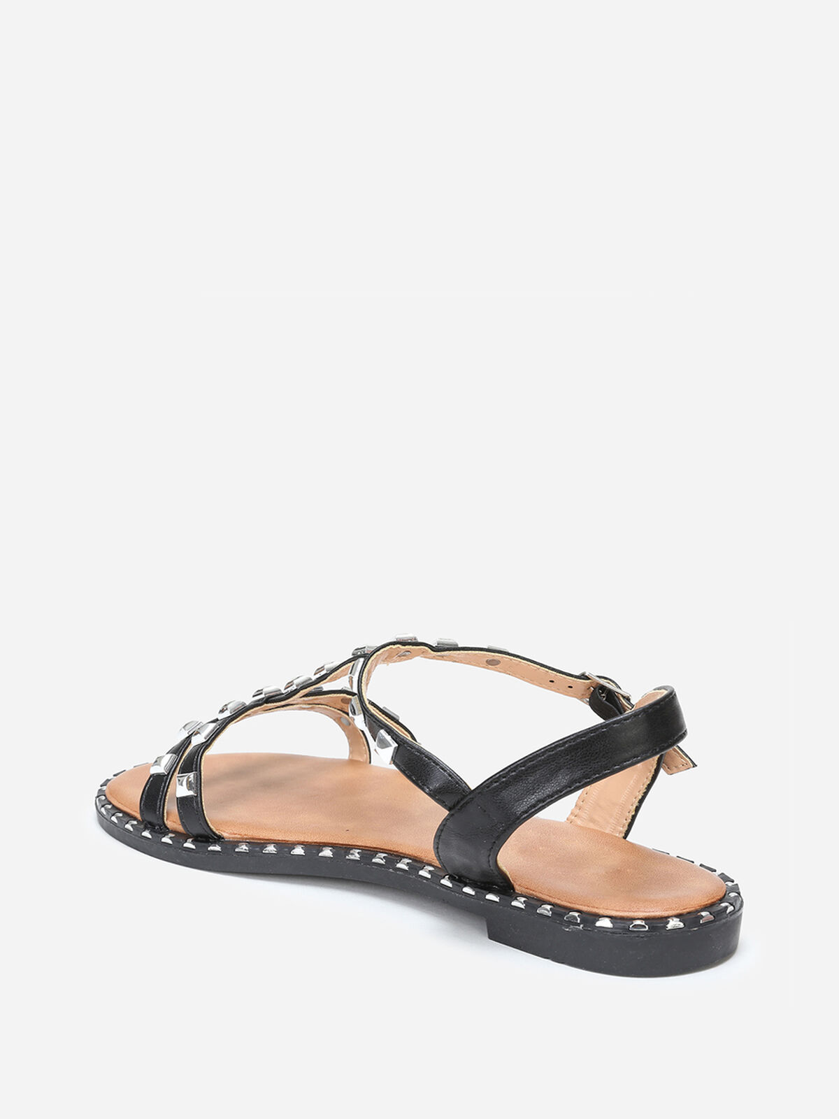Sandales à fines brides avec clous- Noir