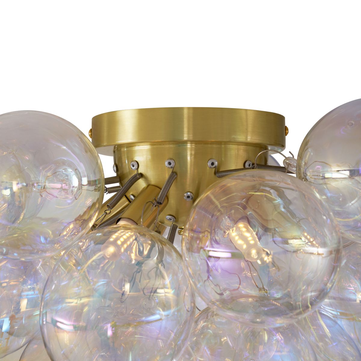 Design plafondlamp messing met regenboog glas 6-lichts - Uvas
