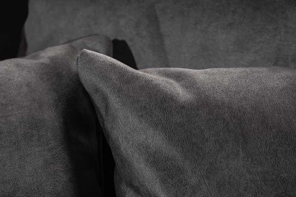 Moderne XXL Wohnlandschaft KENT 305cm grau Samt Bigsofa inkl. Hocker Federkern