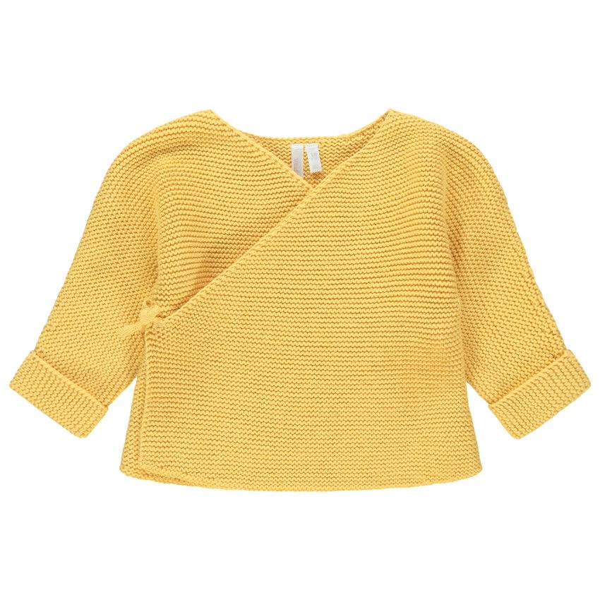 Gilet en tricot uni coton bio pour bébé garçon - Jaune