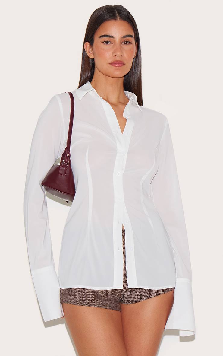 Blanc Chemise Ajustée En Mousseline