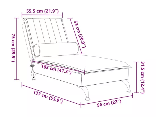 Chaise longue de massage avec traversin vert foncé velours
