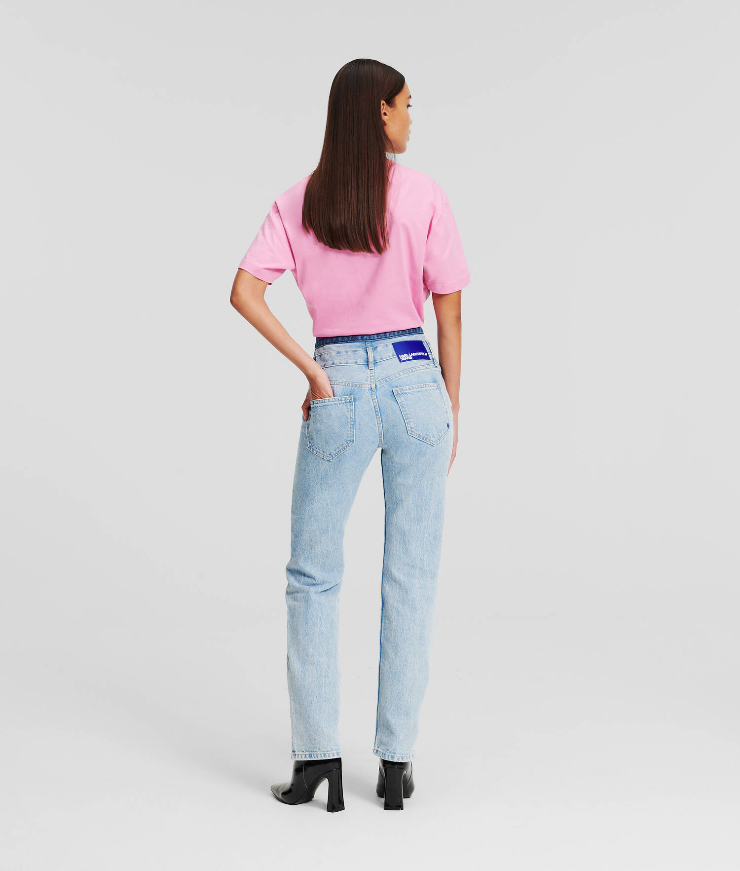 JEAN DROIT TAILLE HAUTE À DOUBLE CEINTURE KLJ