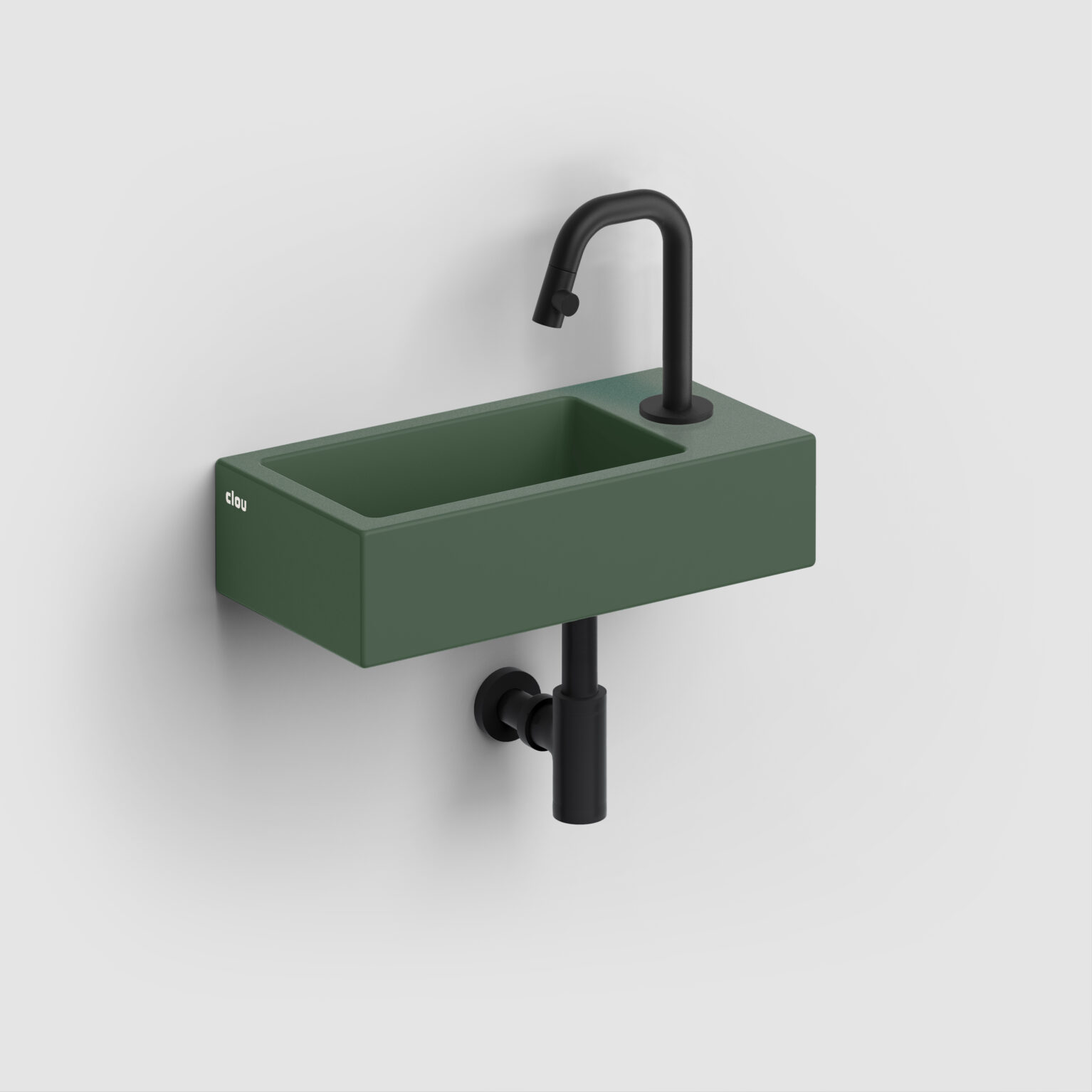 Clou Flush 3 keramische fontein 36cm met kraangat rechts groen mat