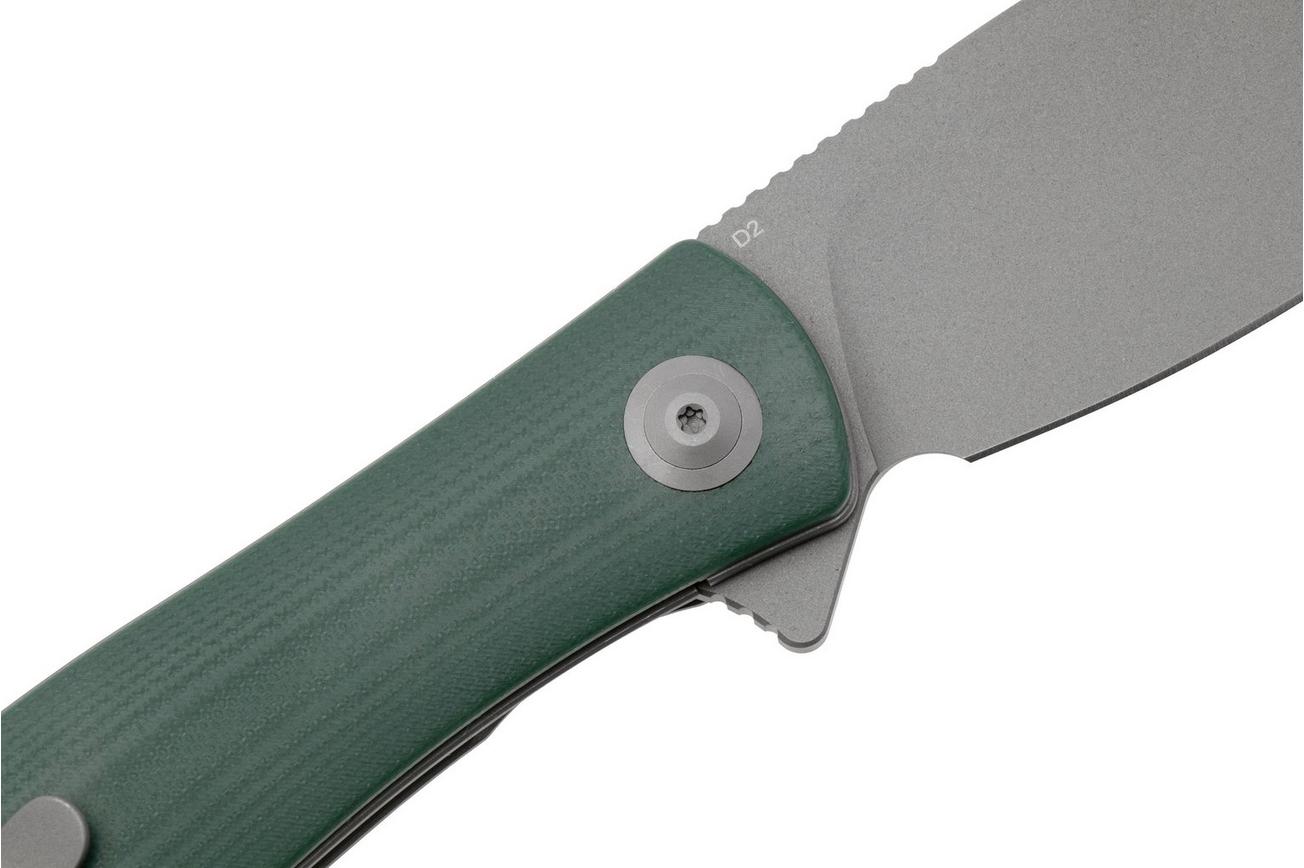 Trollsky Knives Mandu XL MT007-XL Dark Bead Blast D2, Green G10 zakmes