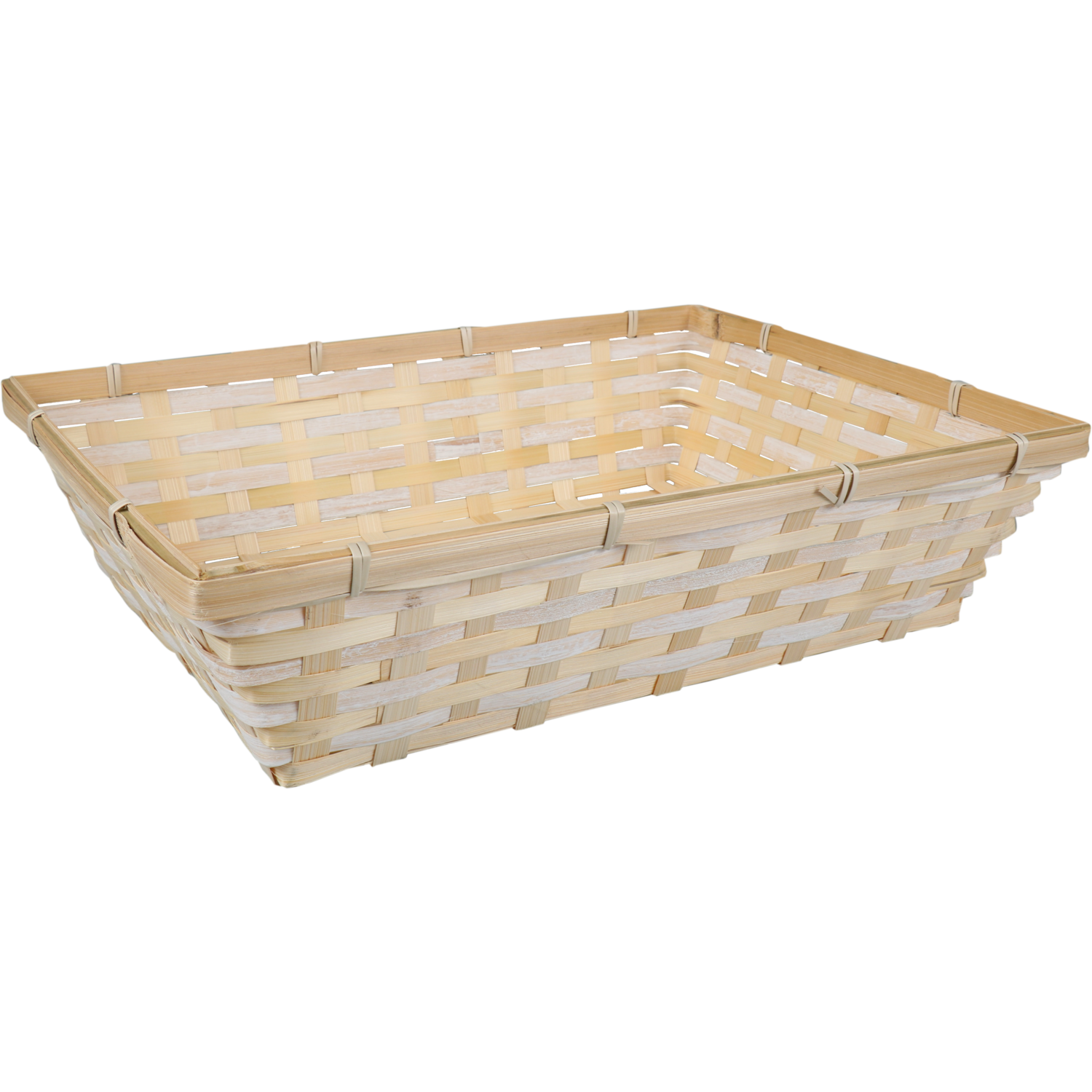 Mand, bamboe, 39x29x10cm, rechthoekig, naturel/wit
