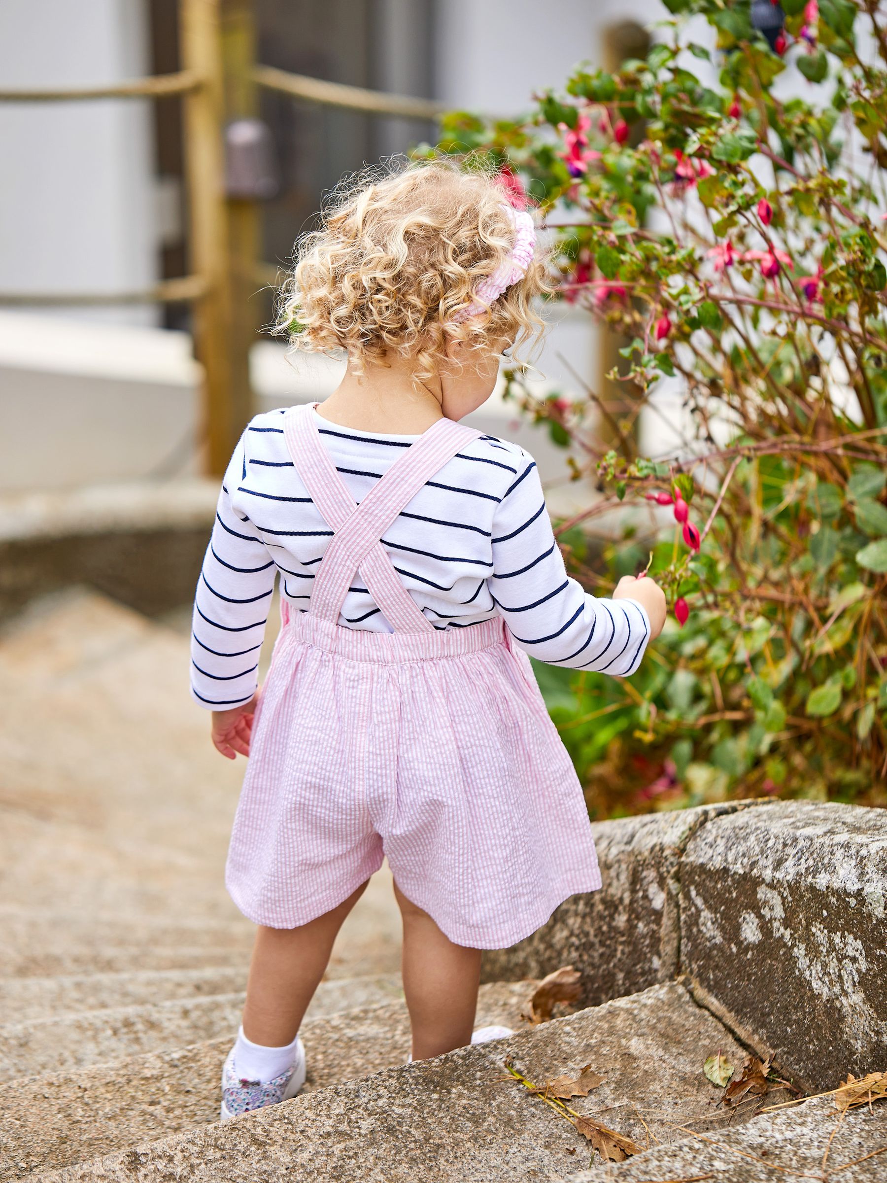 JoJo Maman Bébé Seersucker Stripe Culotte Dungarees