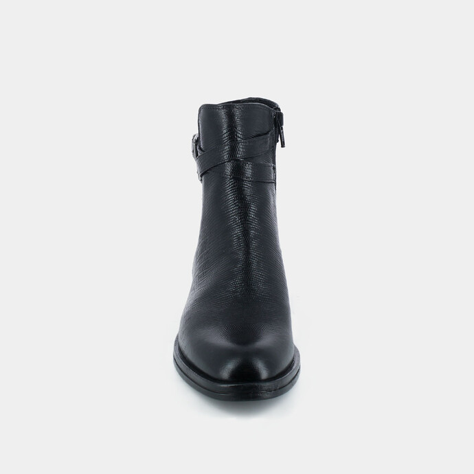 Bottines à boucles fines  en reptile noir