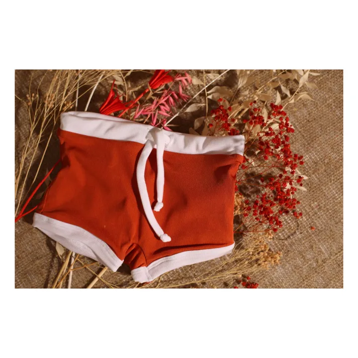 Juillet Juillet Boxer de Bain Matière Recyclée Uni Côtelé | Terracotta