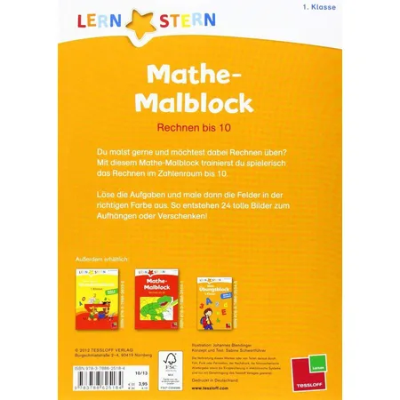 Tessloff LERNSTERN - Mathe-Malblock 1. Klasse: Rechnen bis 10