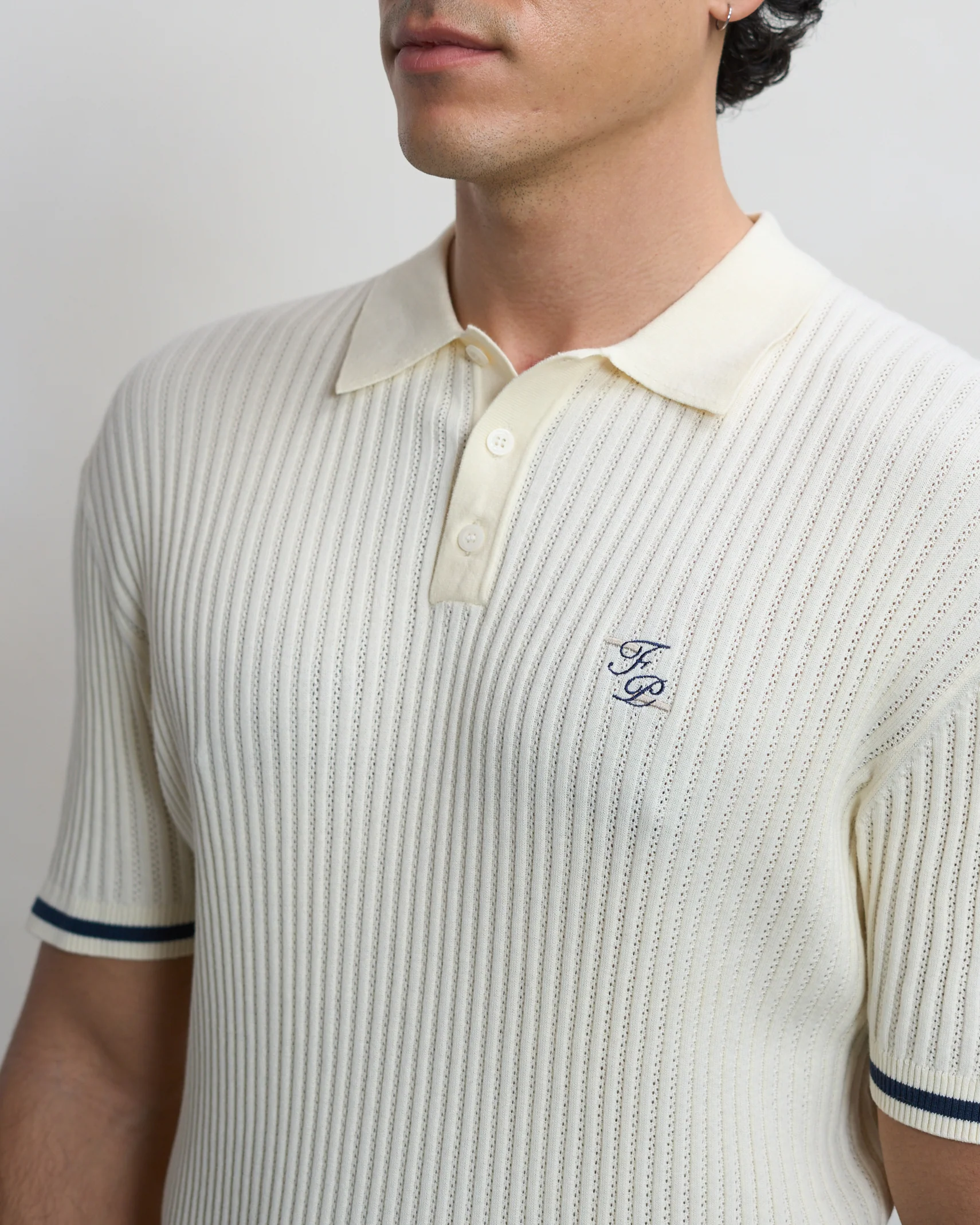 Fine Knit Polo Antique White