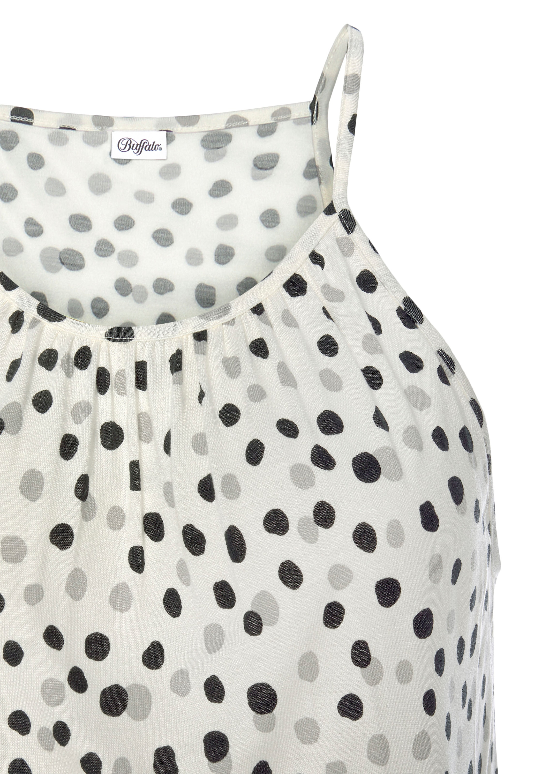Buffalo Maxikleid mit Pünktchendruck, fliessendes Sommerkleid, Jerseykleid