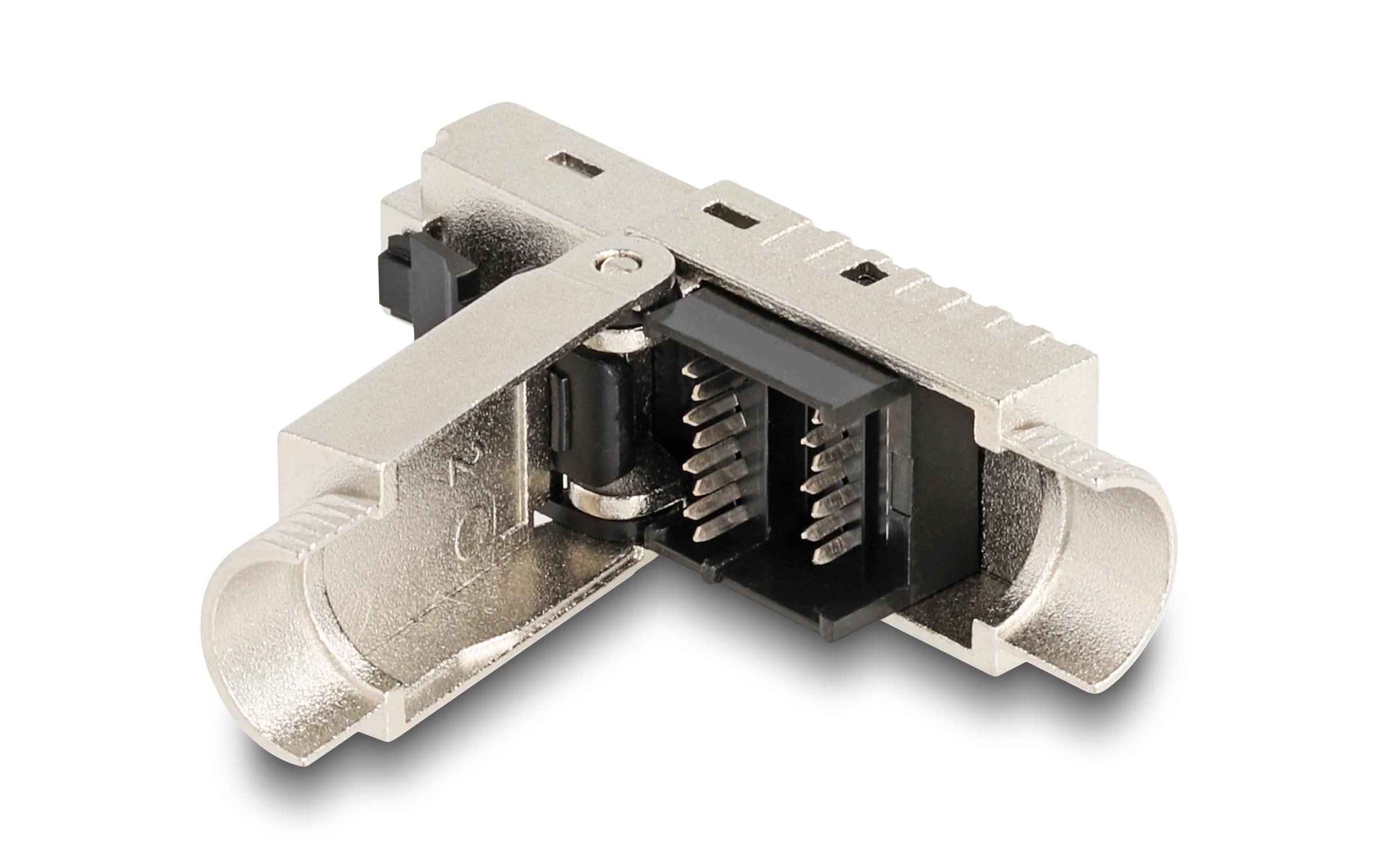 Stecker RJ45 Cat.6A Feldkonfektionierbar 1 Stück, SilberDelock RJ45 Stecker feldkonfektionierbar Cat.6A mit Kabelverschraubung und Staubschutz werkzeugfrei