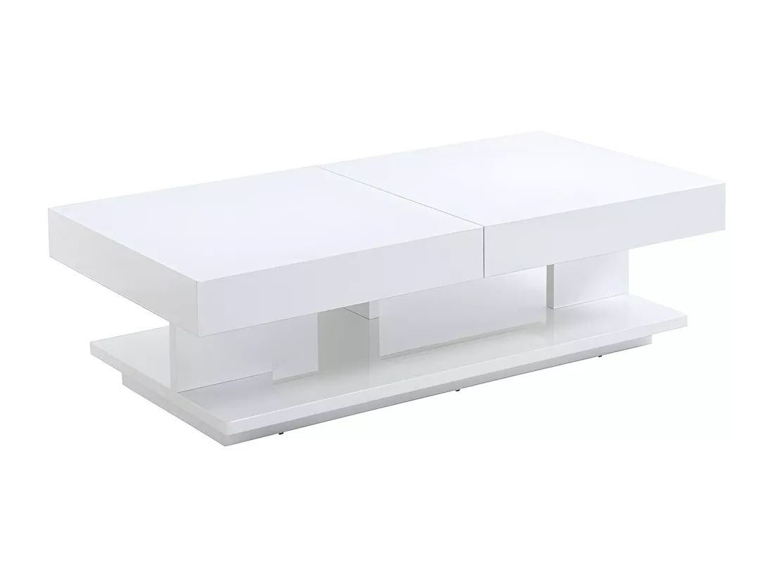 Table basse ARAMIS avec rangements - MDF laqué blanc