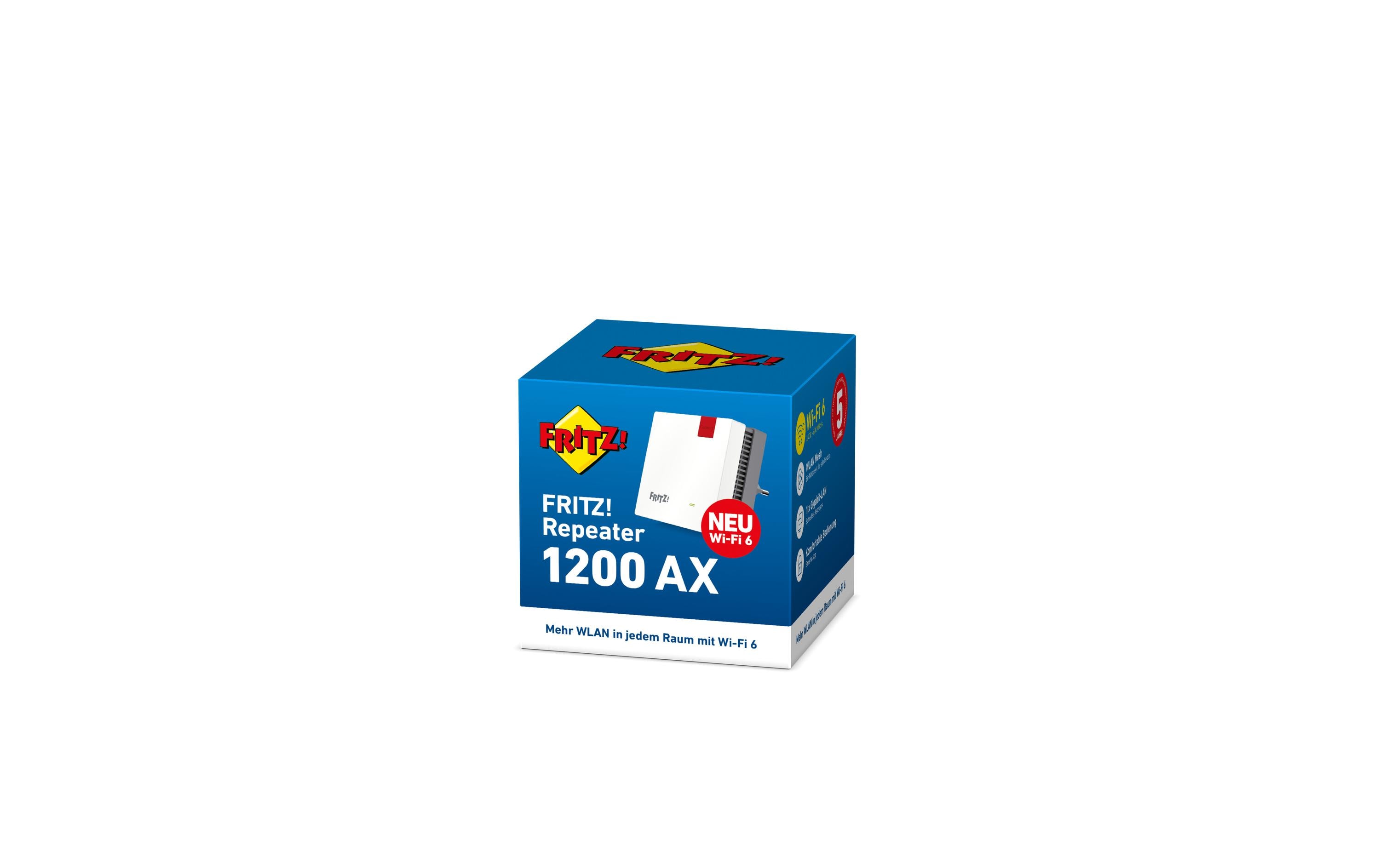 WLAN-Mesh-Repeater FRITZ!Repeater 1200 AXUltraschnelles Wi-Fi 6 im gesamten Heimnetz