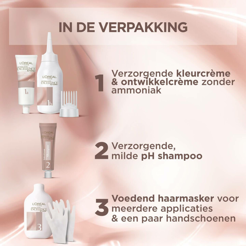 L'Oréal Excellence Crème Universal Nudes Permanente Haarkleuring 3U Universeel Donkerbruin