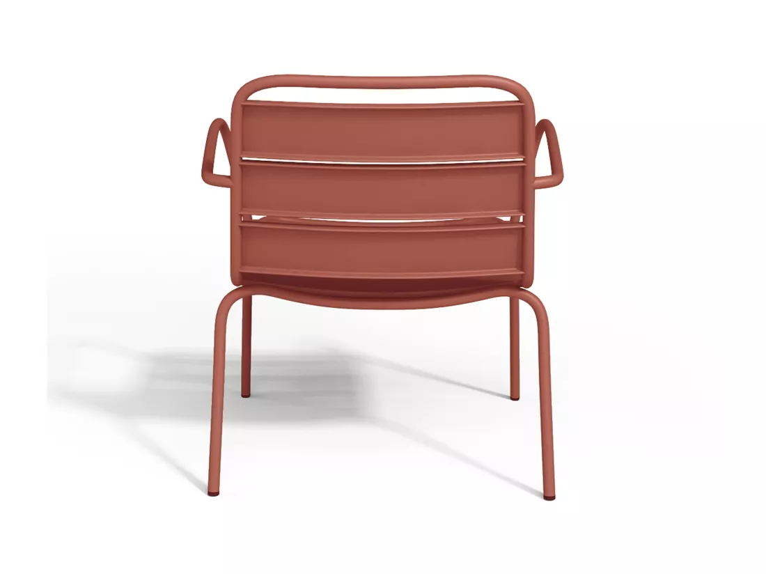 Fauteuil bas de jardin empilable + repose pied en métal - Terracotta - MIRMANDE de MYLIA