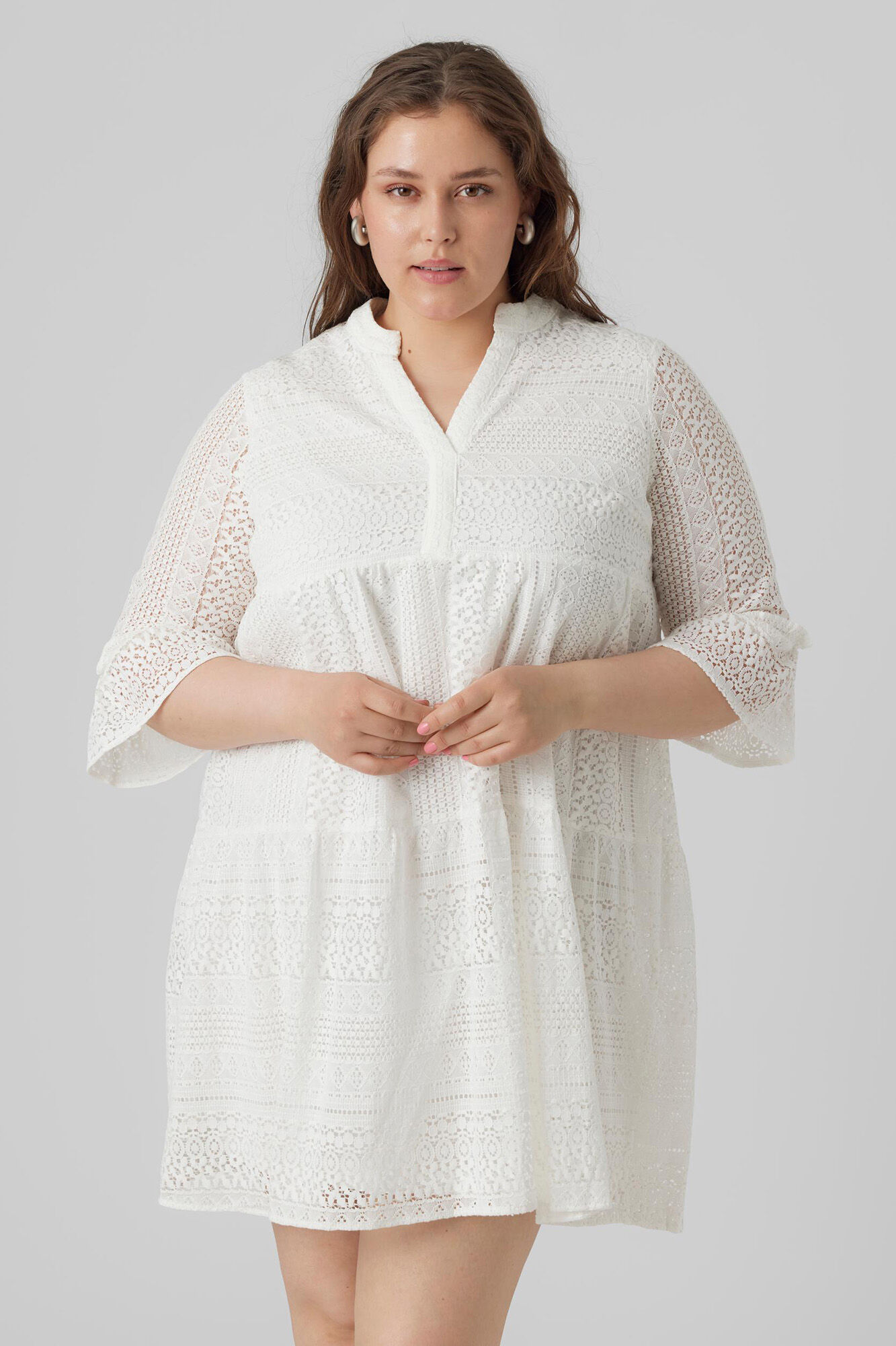 Vestido de manga curta 3/4 tamanho G - Branco