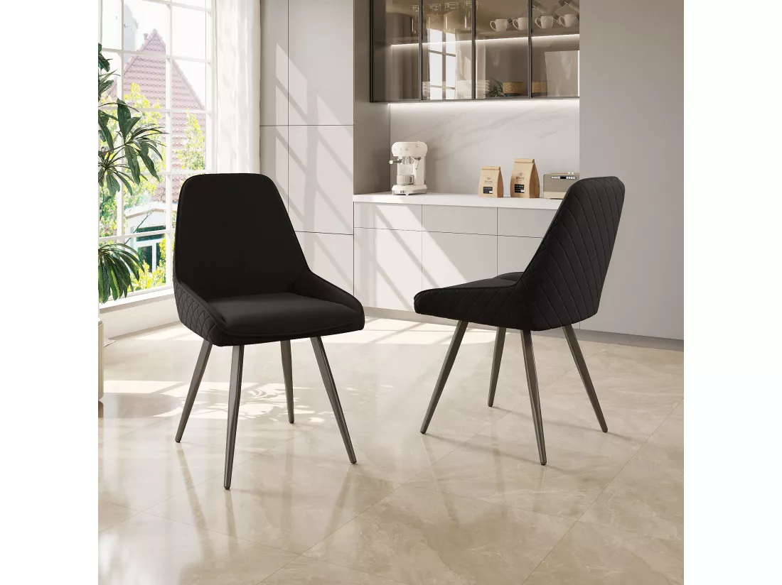 Sedie da pranzo ergonomiche nere - set da 2,d42cm×h88cm