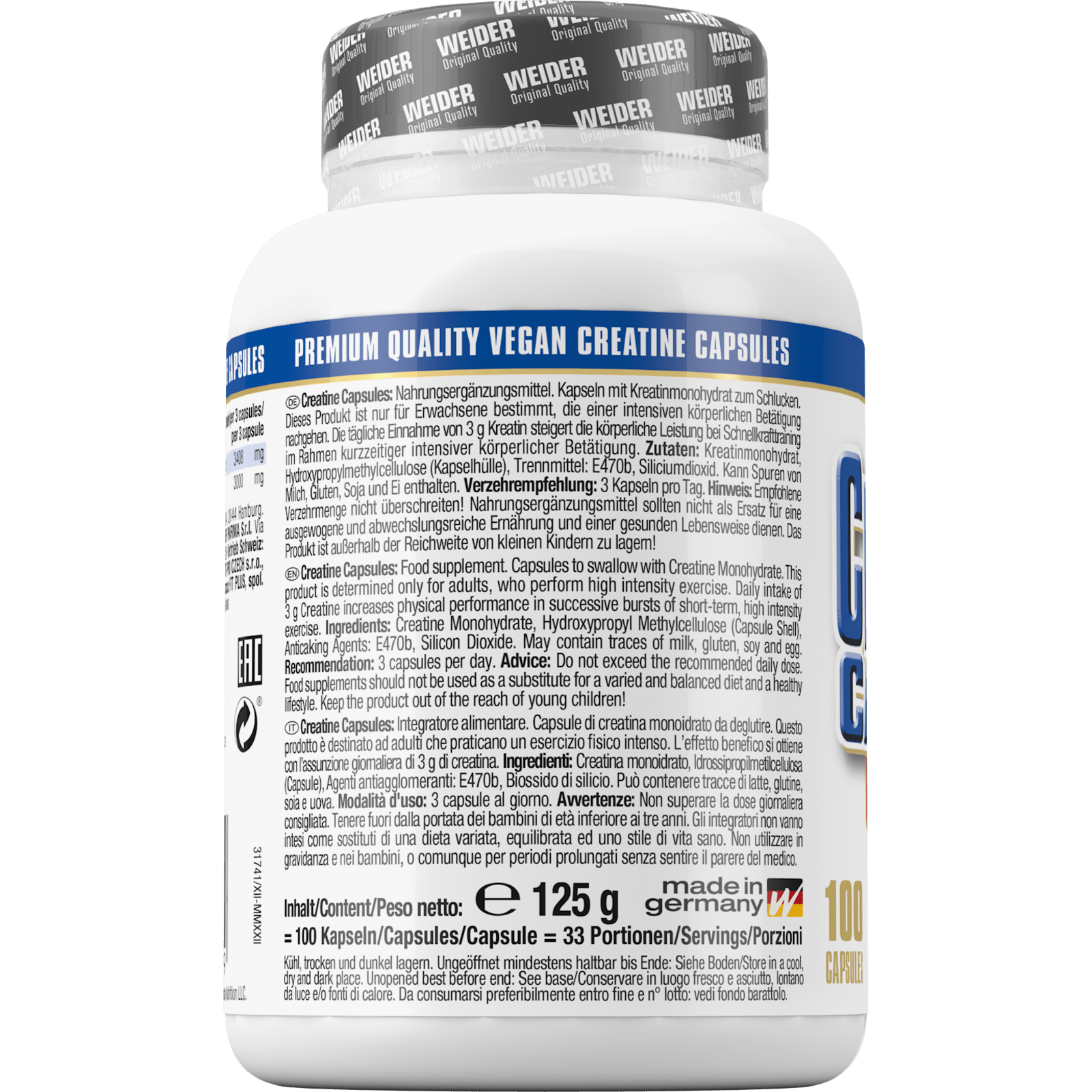 Pure Creatine Capsules (100 Kapseln)