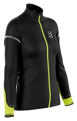 Veste coupe-vent Compressport Hurricane Windproof Femme Noir/Jaune fluo