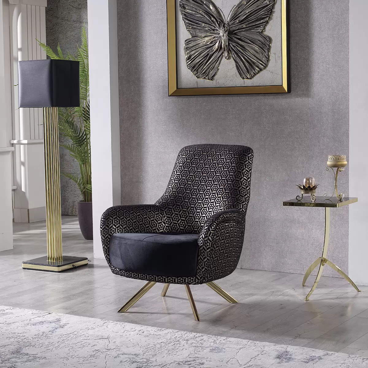 Sessel Sitten anthrazit,gold