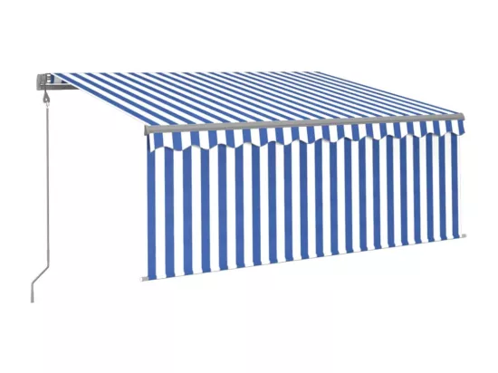 Auvent rétractable automatique avec store 3,5x2,5 m Bleu blanc