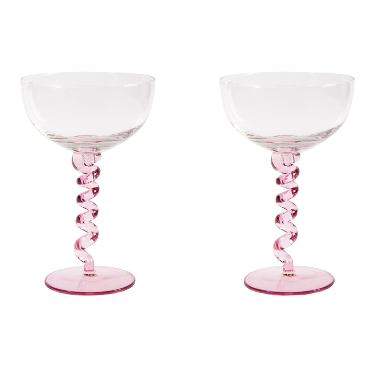 &klevering Spiral coupe champagneglazen set van 2 roze