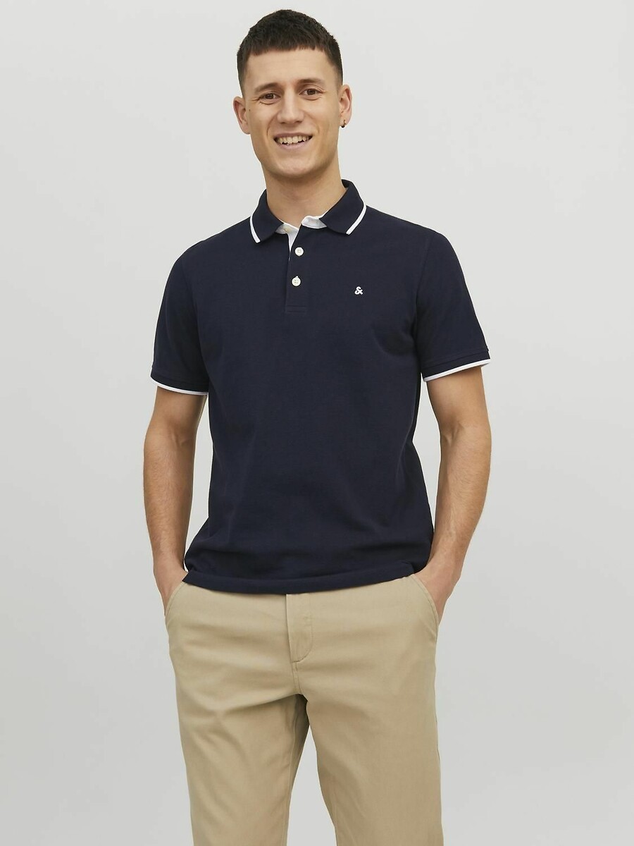 JACK & JONES<br>Camisa polo de manga curta em malha piqué